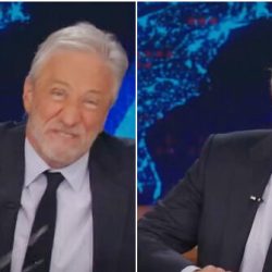 ‘Daily Show’ Host Jon Stewart Slashes Hand Open While Pounding Desk in Anti-DOGE Tirade