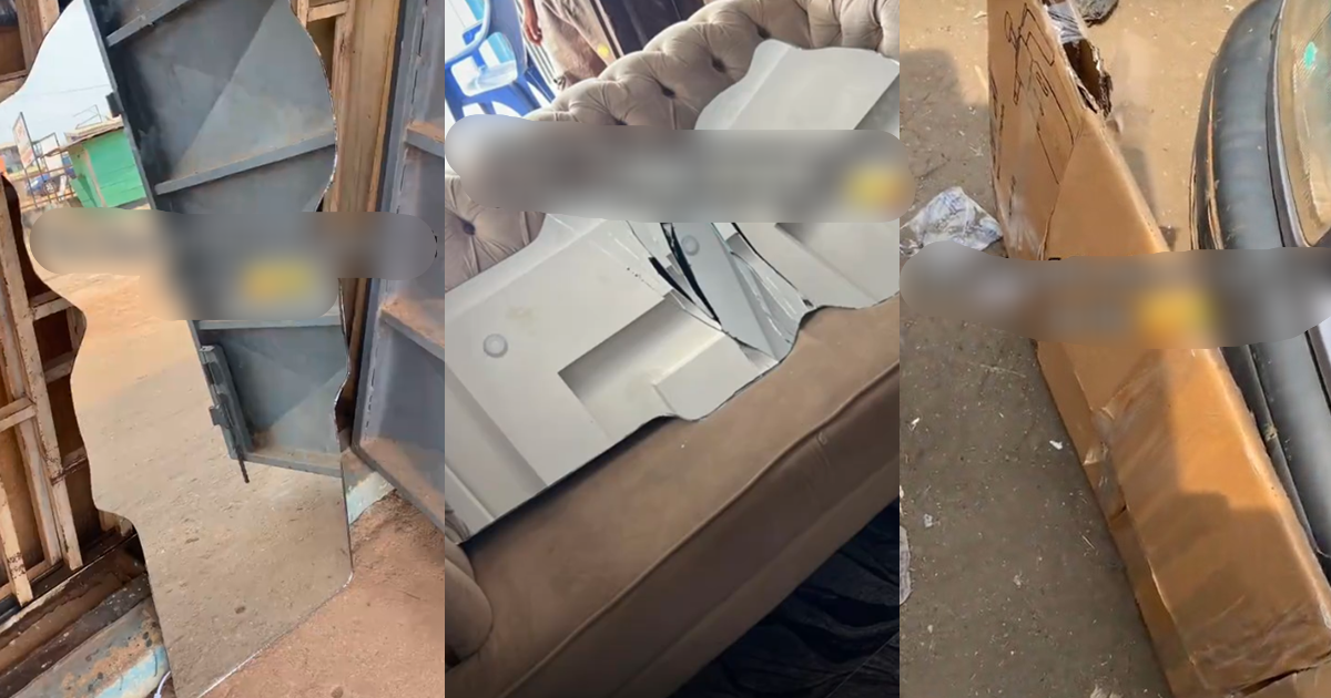 “The mirror was too big for 1 person on a bike” – Businesswoman incurs l0ss after dispatch rider and client’s negligence causes mirror to break (WATCH)